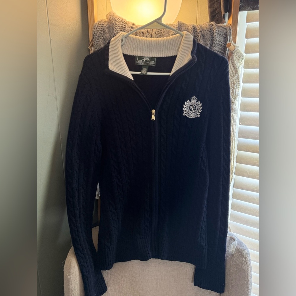 Lauren Ralph Lauren Active Cable Knit Zip Up Sweater